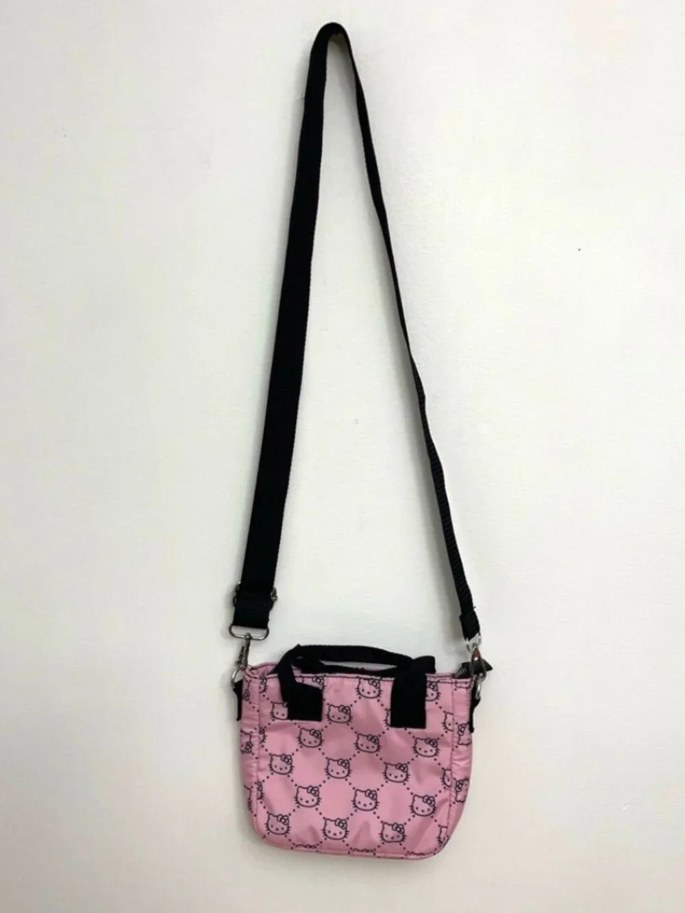 Sanrio Hello Kitty Pink Mini Tote Crossbody Bag Purse All Over Cat‎ Face